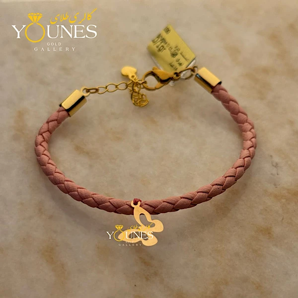 دستبند چرم پروانه طلا
